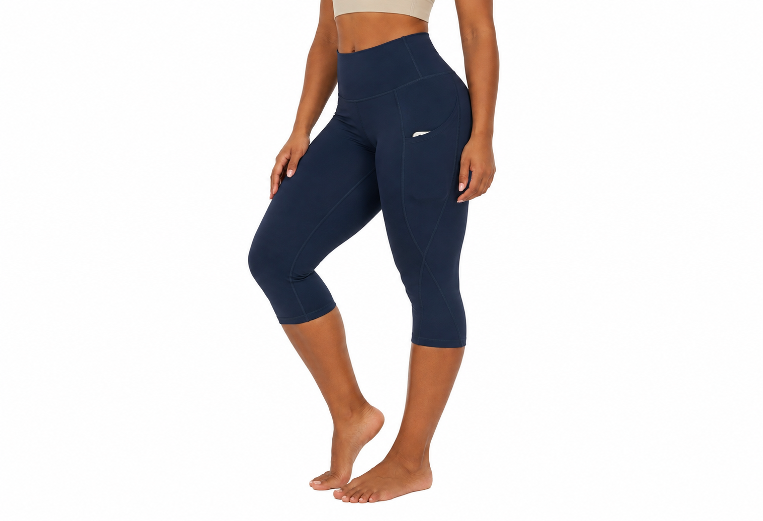 Active Essentials | Women's Capri Leggings with Pockets & Tummy Control | Comfortable Stretch Fabric for All-Day Wear