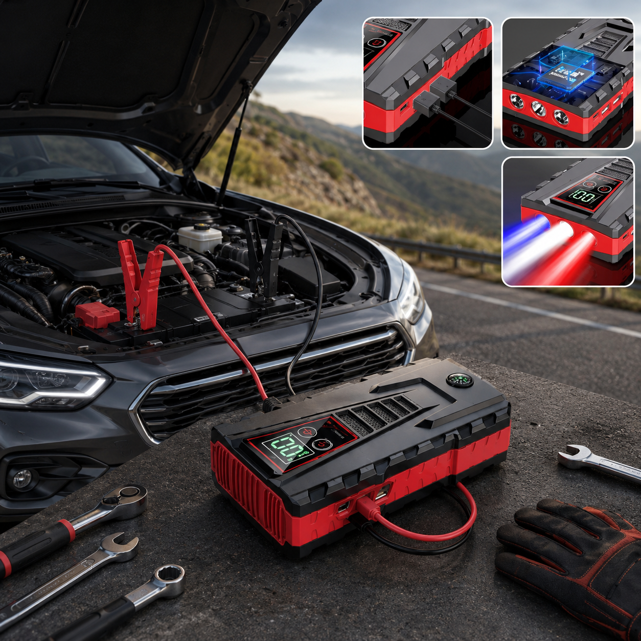 PowerMax | Portable Car Jump Starter with Extreme Temperature Performance | Multi-Device Charger for Roadside Safety