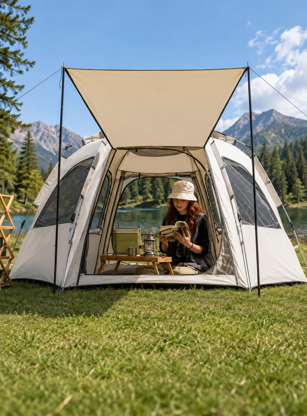 Family Camping Tent | Waterproof Pop Up Tent with Skylight | Spacious Shelter for Outdoor Adventures