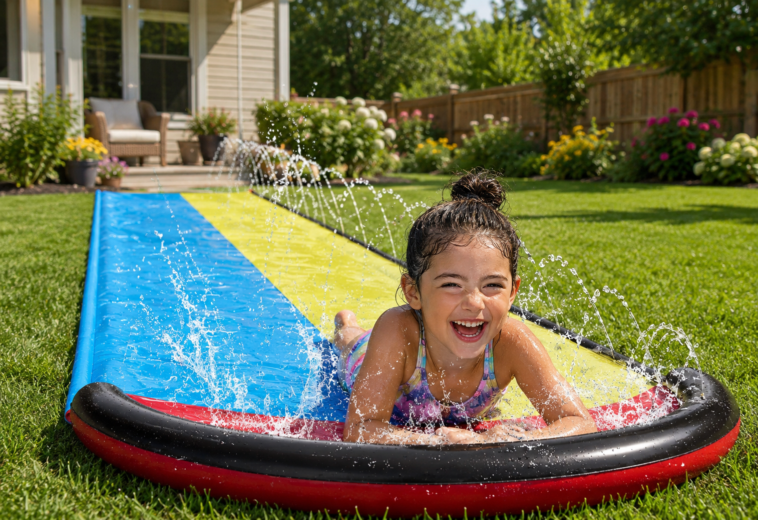 Summer Fun | Inflatable Backyard Slip and Slide with Soft Landing Pad | Durable Water Slide for Kids
