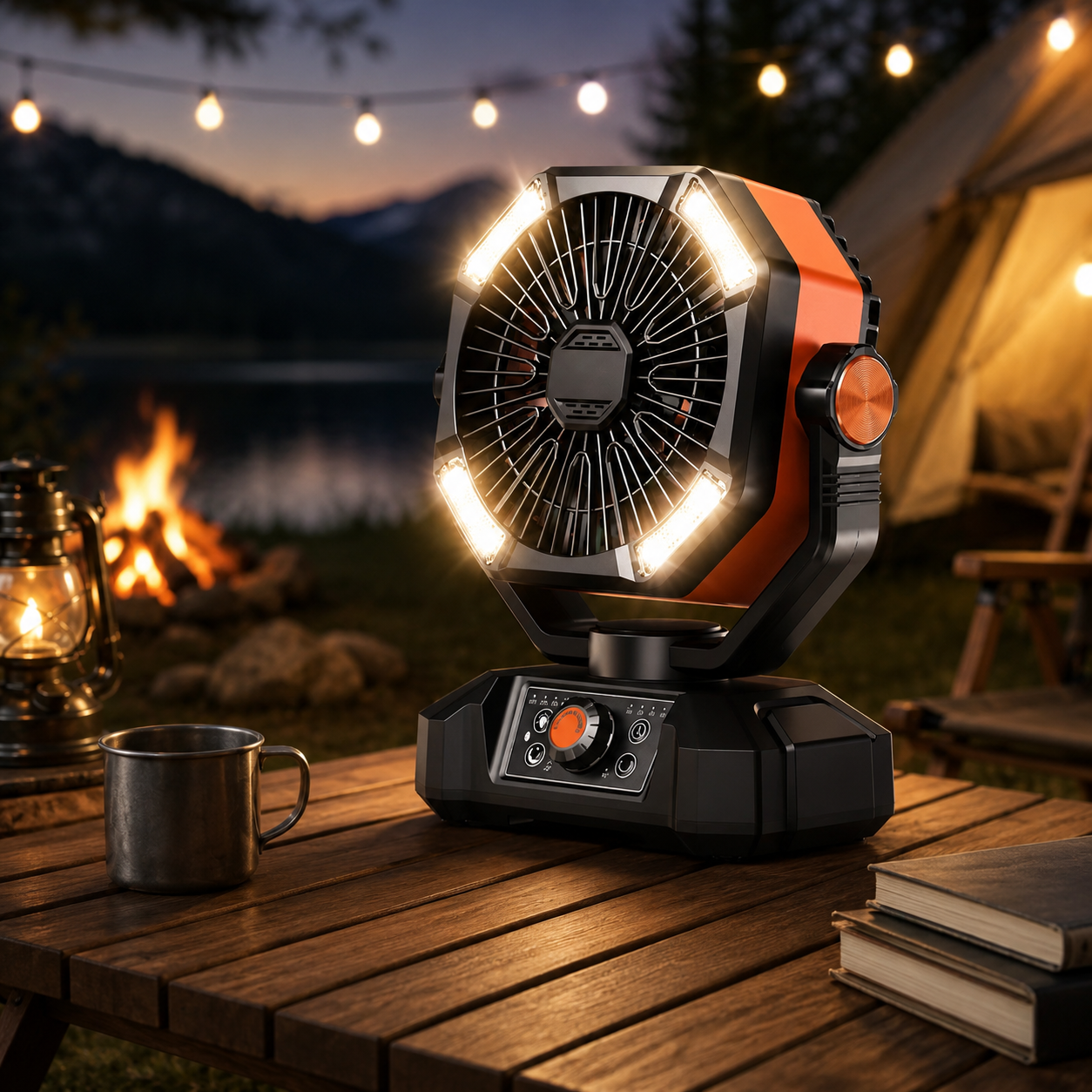 Outdoor Comfort | Portable Camping Cooling Fan with Dual Turbo Power | Versatile Airflow for Ultimate Relaxation