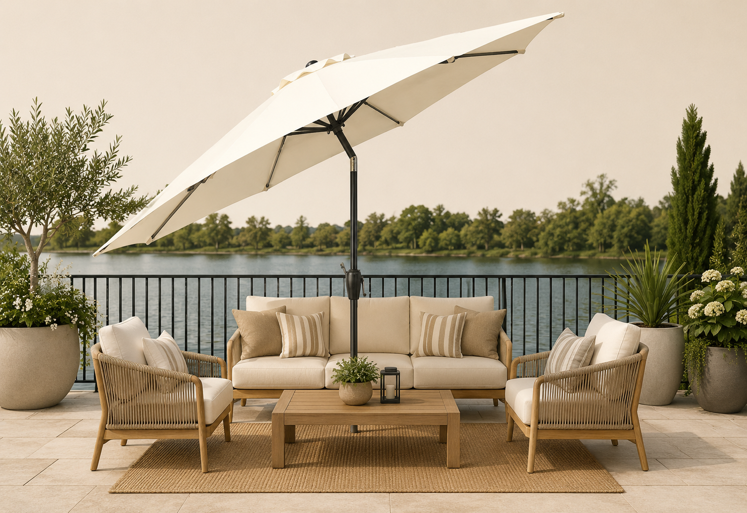 Elegant Outdoor Patio Umbrella with UV Protection & Adjustable Tilt | Perfect for Gardens and Patios