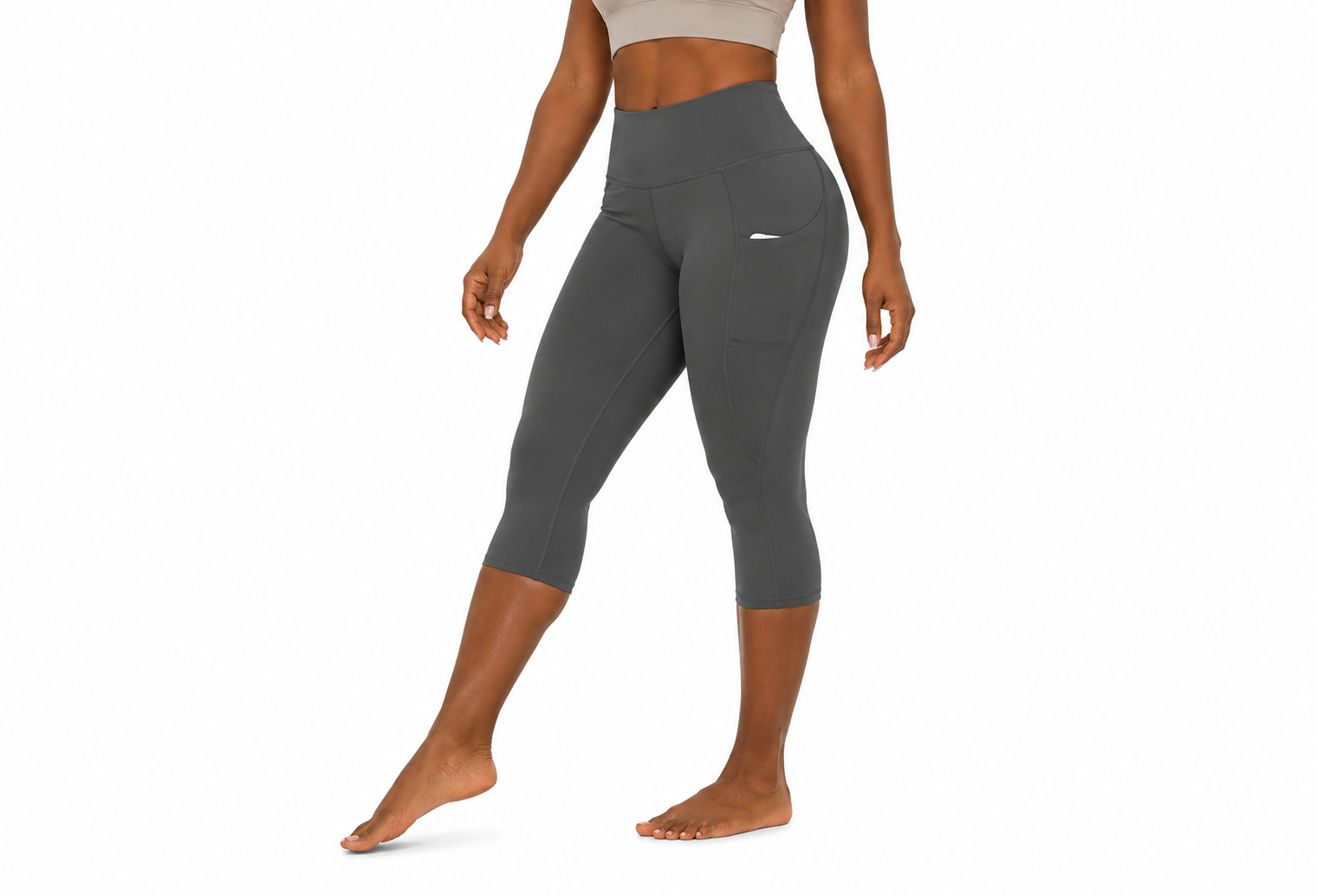 Active Essentials | Women's Capri Leggings with Pockets & Tummy Control | Comfortable Stretch Fabric for All-Day Wear