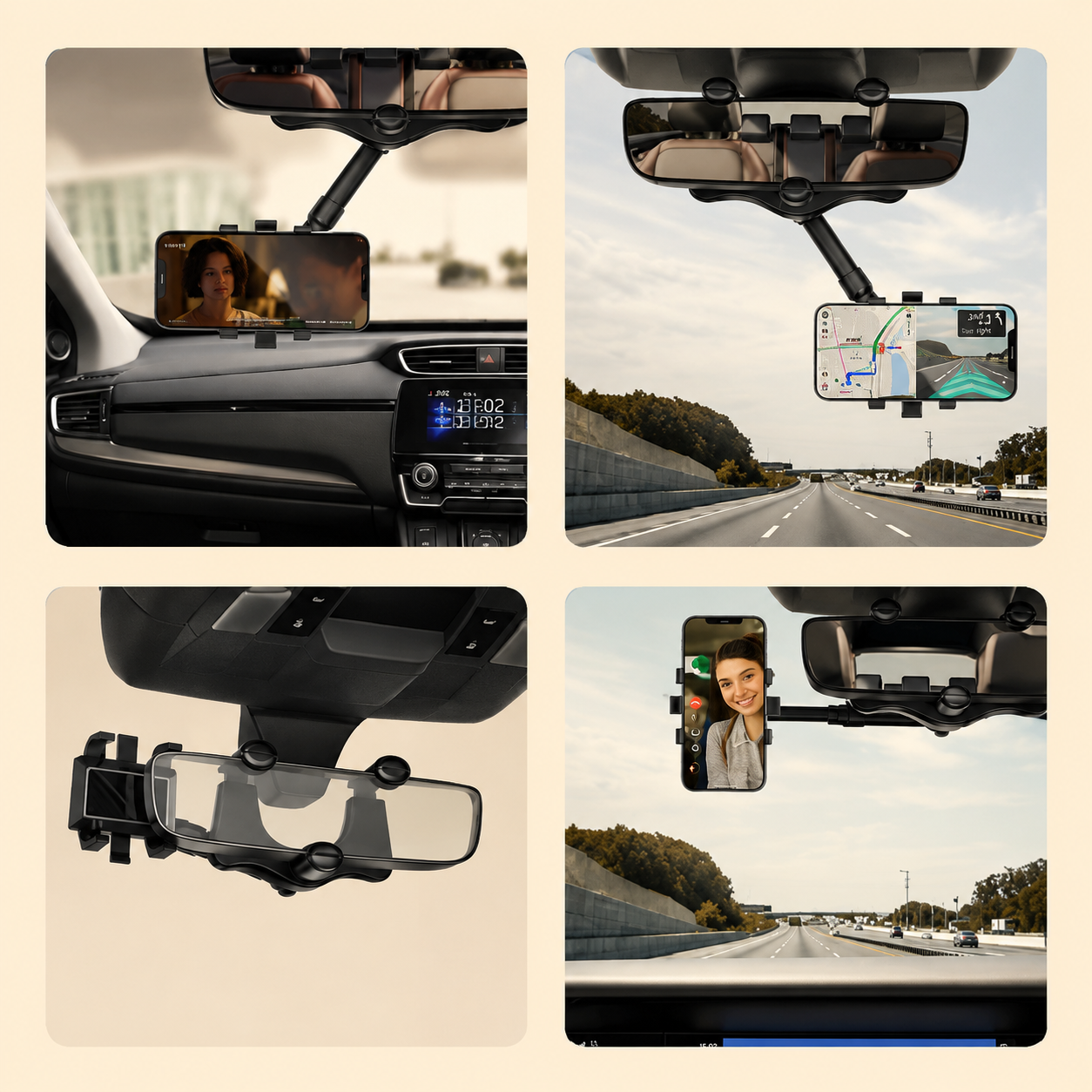 Versatile Car Phone Holder | 360-Degree Rotatable & Retractable Design for Safe Navigation