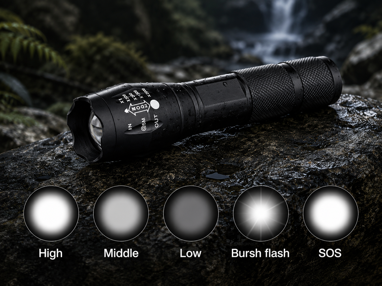 Tactical Flashlight Set | Rechargeable 1500 Lumens LED with Zoom Function | Durable & Waterproof for Outdoor Adventures and Emergencies