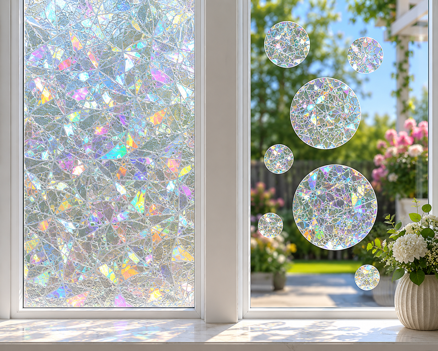 Prismatic Window Film | Rainbow Effect Privacy Film with Easy Static Cling | Decorative Solution for Natural Light