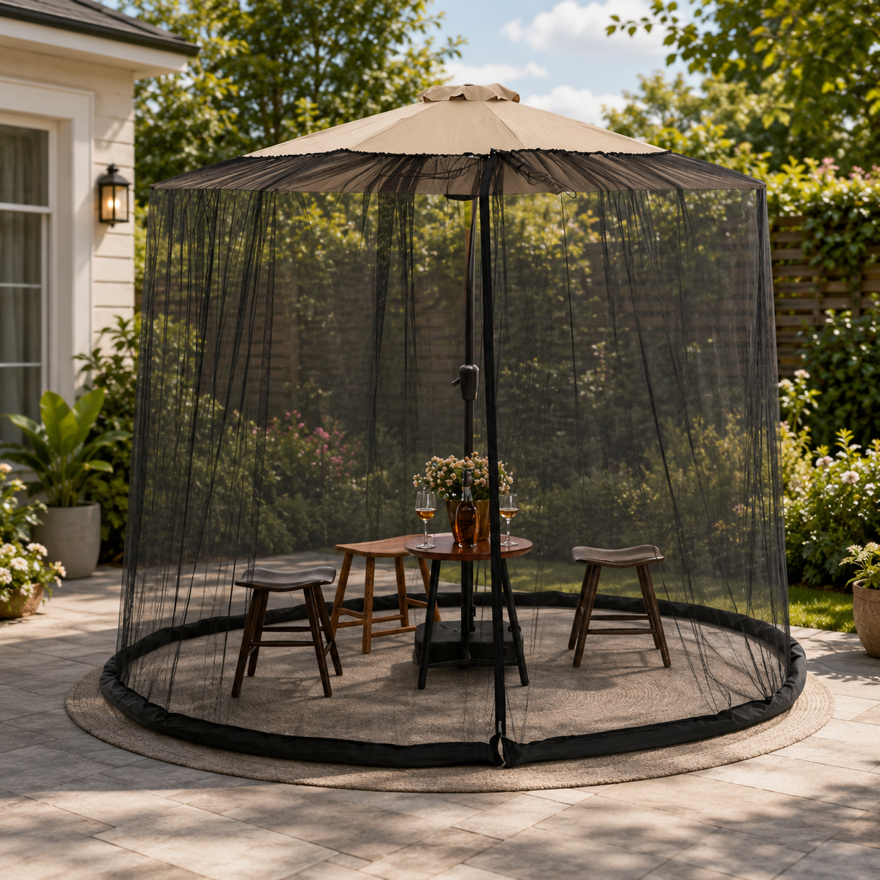 Outdoor Patio Umbrella Mosquito Net | Durable Polyester Mesh for Bug-Free Relaxation