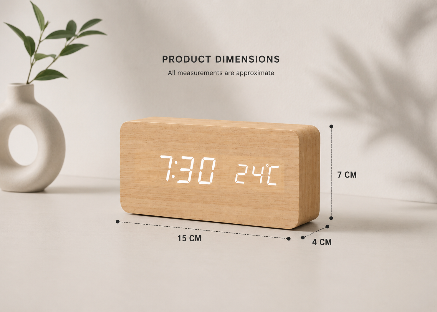 LED Digital Alarm Clock with Voice Control & Temperature Display | Modern Design for Stylish Wake-Ups