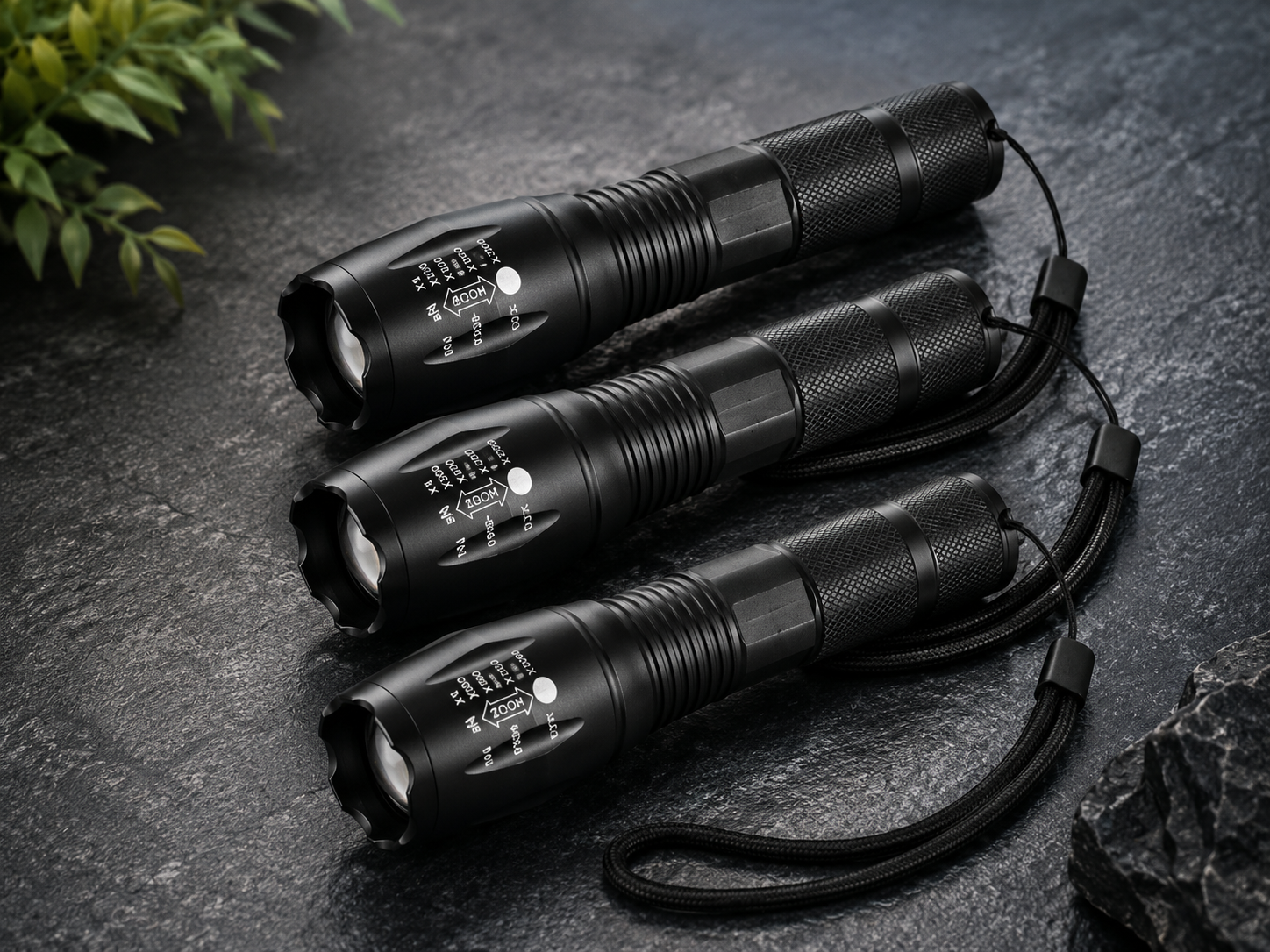 Tactical Flashlight Set | Rechargeable 1500 Lumens LED with Zoom Function | Durable & Waterproof for Outdoor Adventures and Emergencies