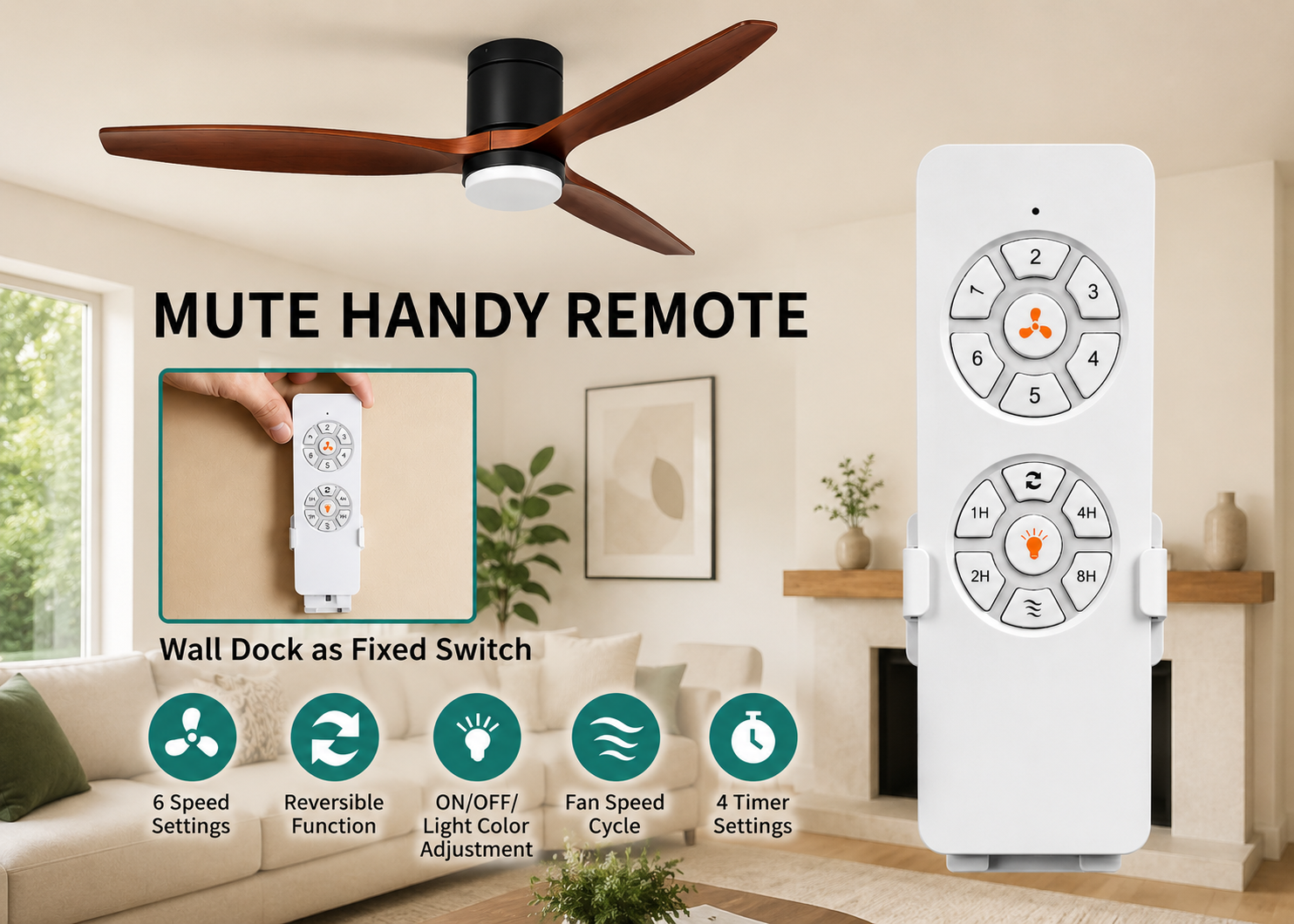 Elegant Ceiling Fan Light with Remote Control & Dimmable LED for Year-Round Comfort
