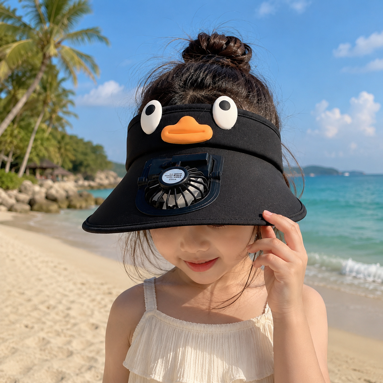 Cool Kids | Sun Visor Hat with Built-In Fan & Adjustable Fit | UV Protection for Outdoor Fun
