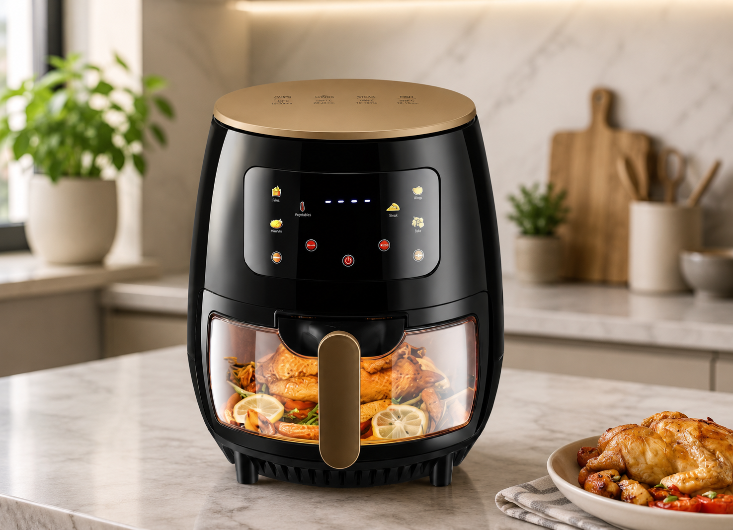 Versatile Kitchen | Digital Air Fryer with Touch Screen & 6L Capacity | Stainless Steel Design for Healthier Cooking