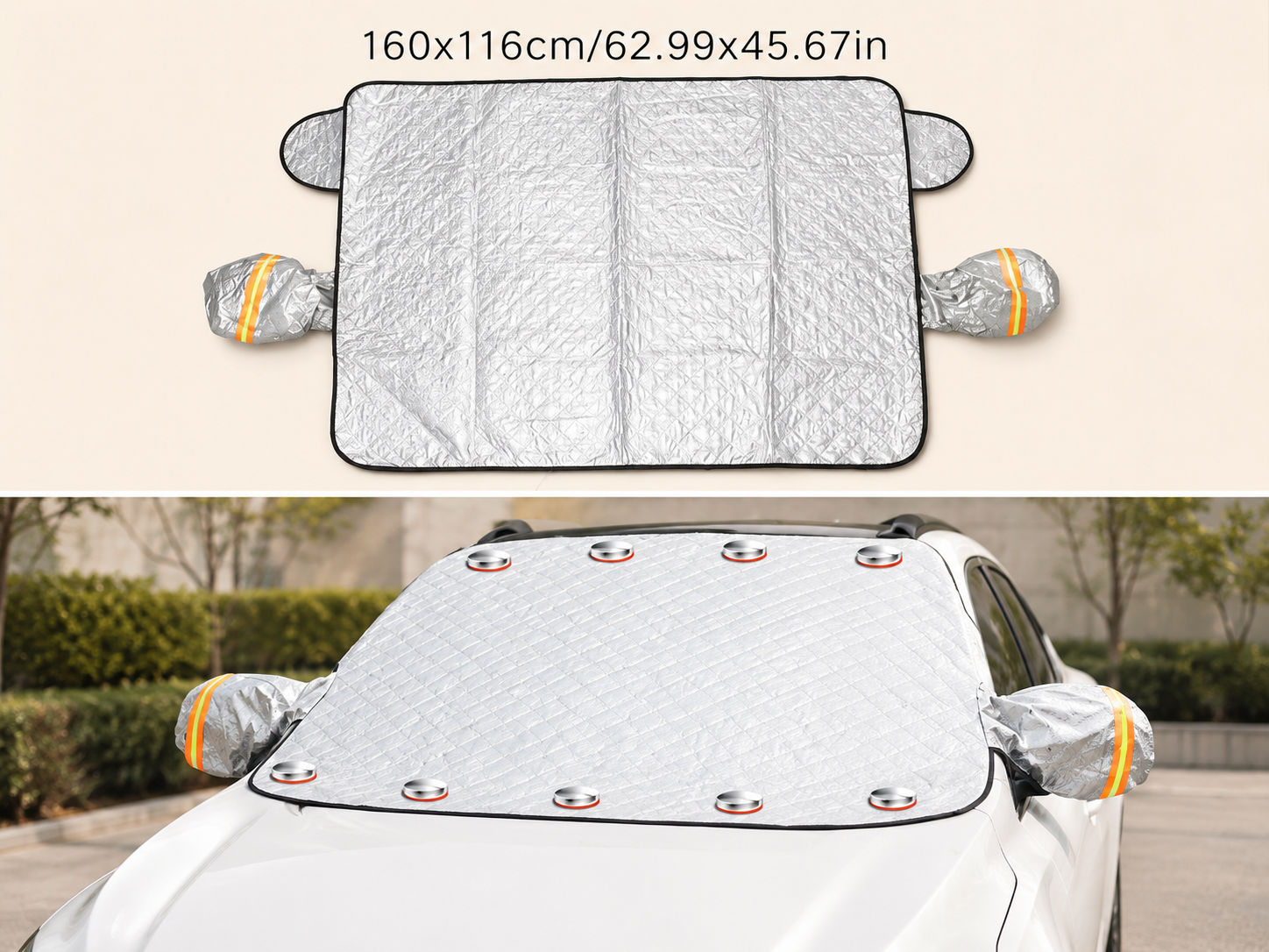 All-Season Magnetic Windshield Cover with Strong Attachment for Ice and Heat Protection