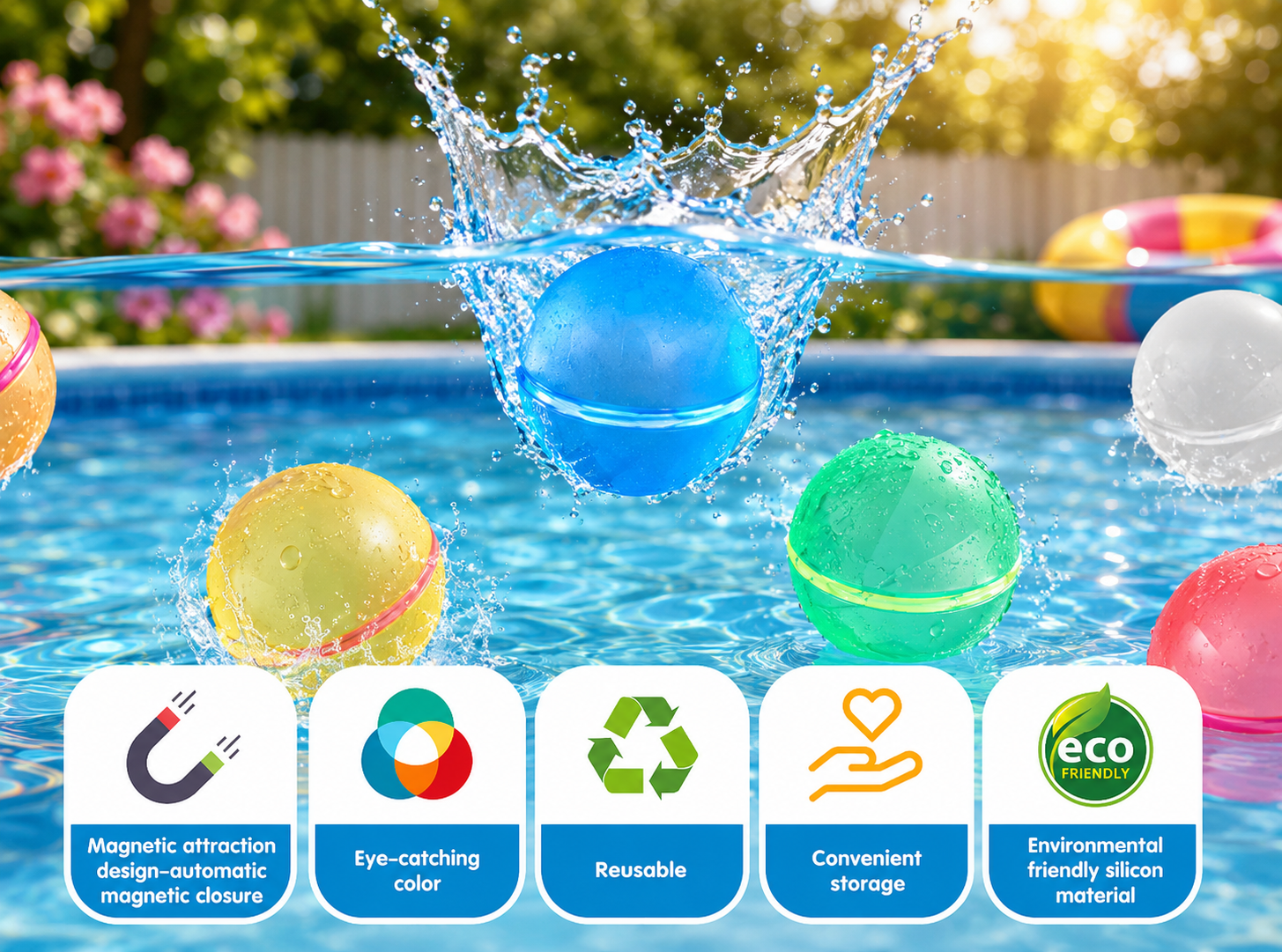 Ultimate Fun | 6-Pack Magnetic Reusable Water Balloons with Quick-Fill Design for Endless Summer Play