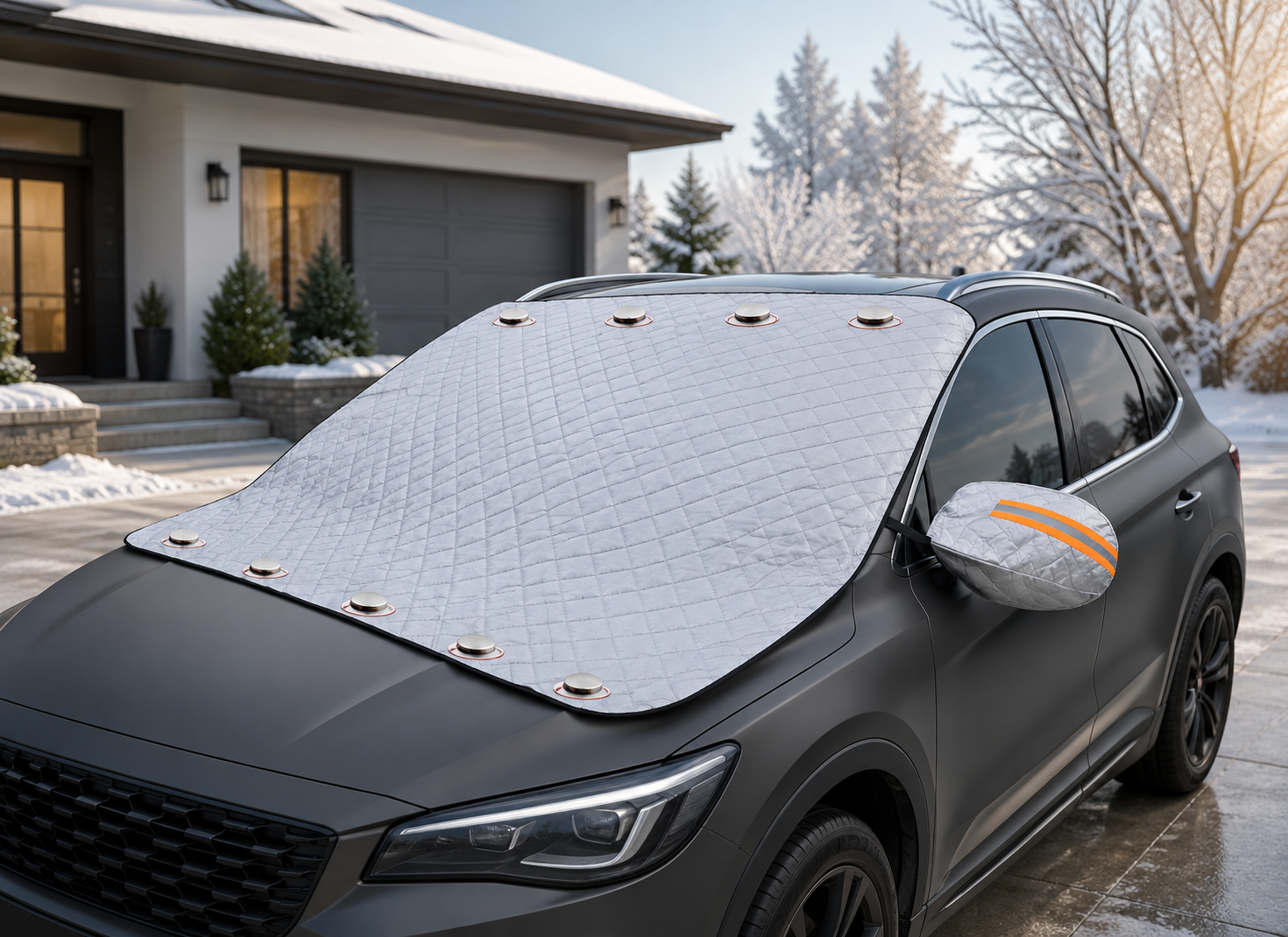 All-Season Magnetic Windshield Cover with Strong Attachment for Ice and Heat Protection