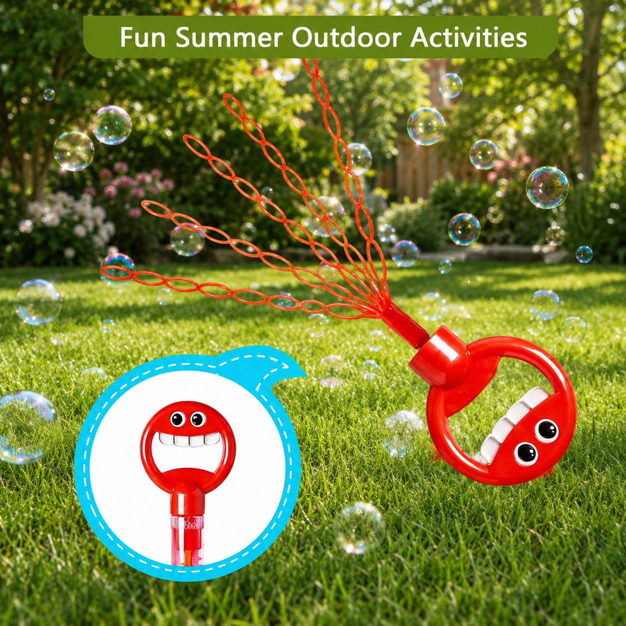 Bubble Fun | 32-Hole Bubble Wand with Colorful Bubbles | Engaging Outdoor Toy for Kids