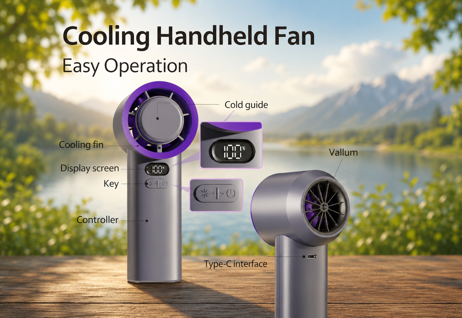 Cooling Breeze | Portable Handheld Fan with Turbocharged Airflow | Ergonomic Design for Ultimate Comfort