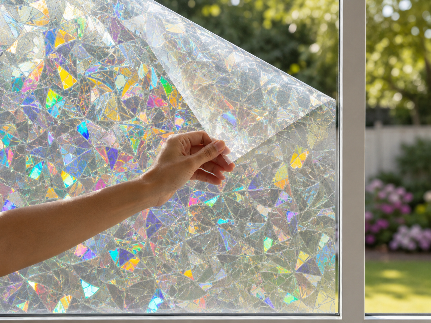 Prismatic Window Film | Rainbow Effect Privacy Film with Easy Static Cling | Decorative Solution for Natural Light