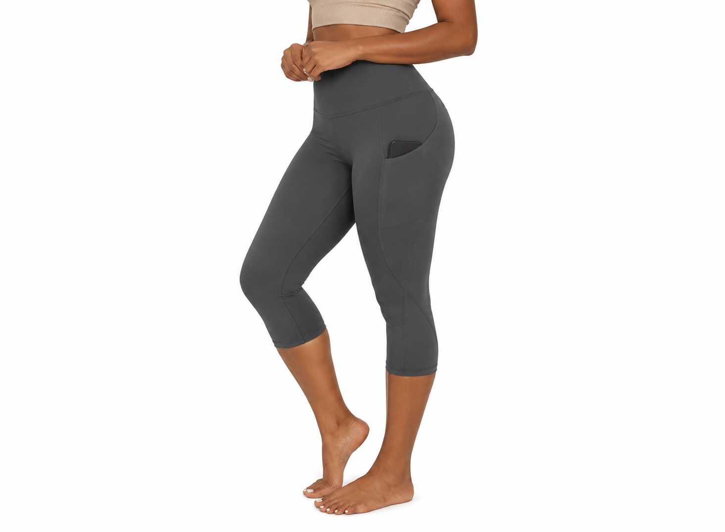 Active Essentials | Women's Capri Leggings with Pockets & Tummy Control | Comfortable Stretch Fabric for All-Day Wear