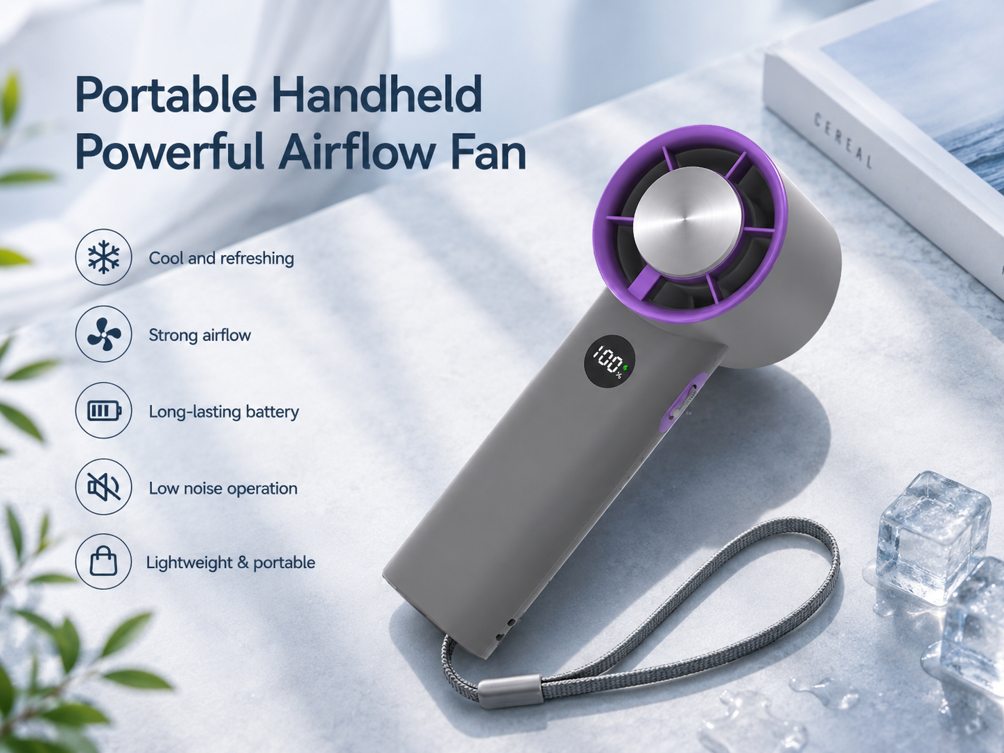 Cooling Breeze | Portable Handheld Fan with Turbocharged Airflow | Ergonomic Design for Ultimate Comfort