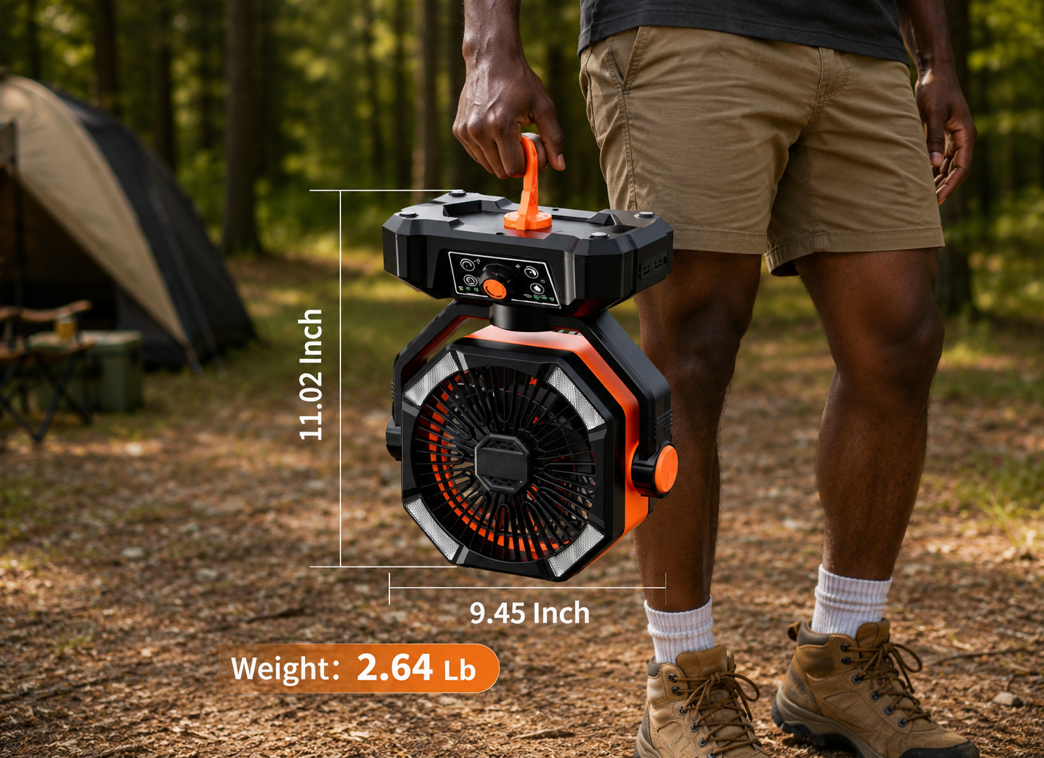 Outdoor Comfort | Portable Camping Cooling Fan with Dual Turbo Power | Versatile Airflow for Ultimate Relaxation