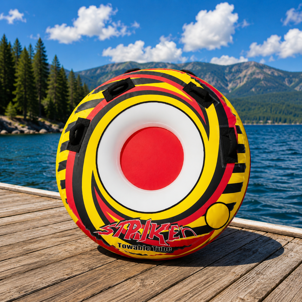 Adventure Tube | Large Inflatable Towable Floating Tube with Padded Handles | Durable Design for Thrilling Water Sports