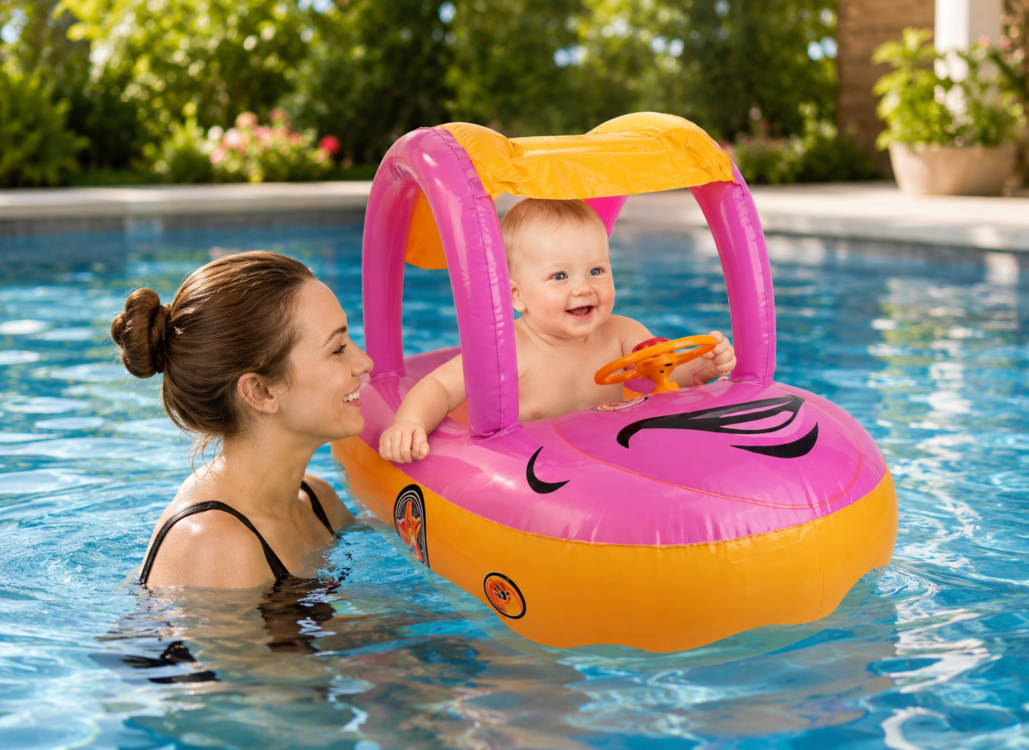 Summer Splash | Inflatable Baby Pool Float with Sun Canopy | Safe & Comfortable for Toddlers