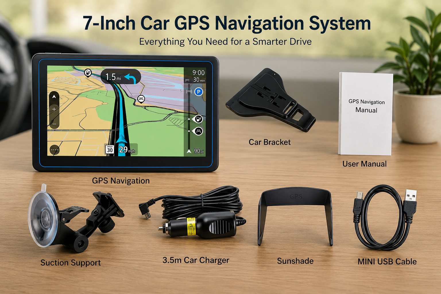 GPS Navigator | 7-Inch Car GPS Navigation System with Real-Time Traffic Updates | Multi-Language Voice Guidance for Efficient Travel