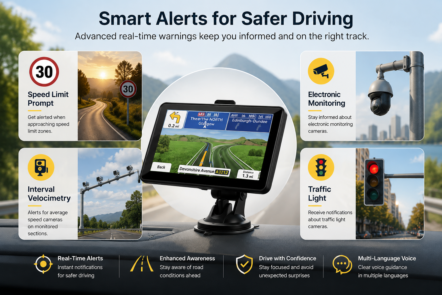 Universal GPS Navigator | 7-Inch Touchscreen with Real-Time Directions | Reliable GPS Navigation for Cars and Trucks