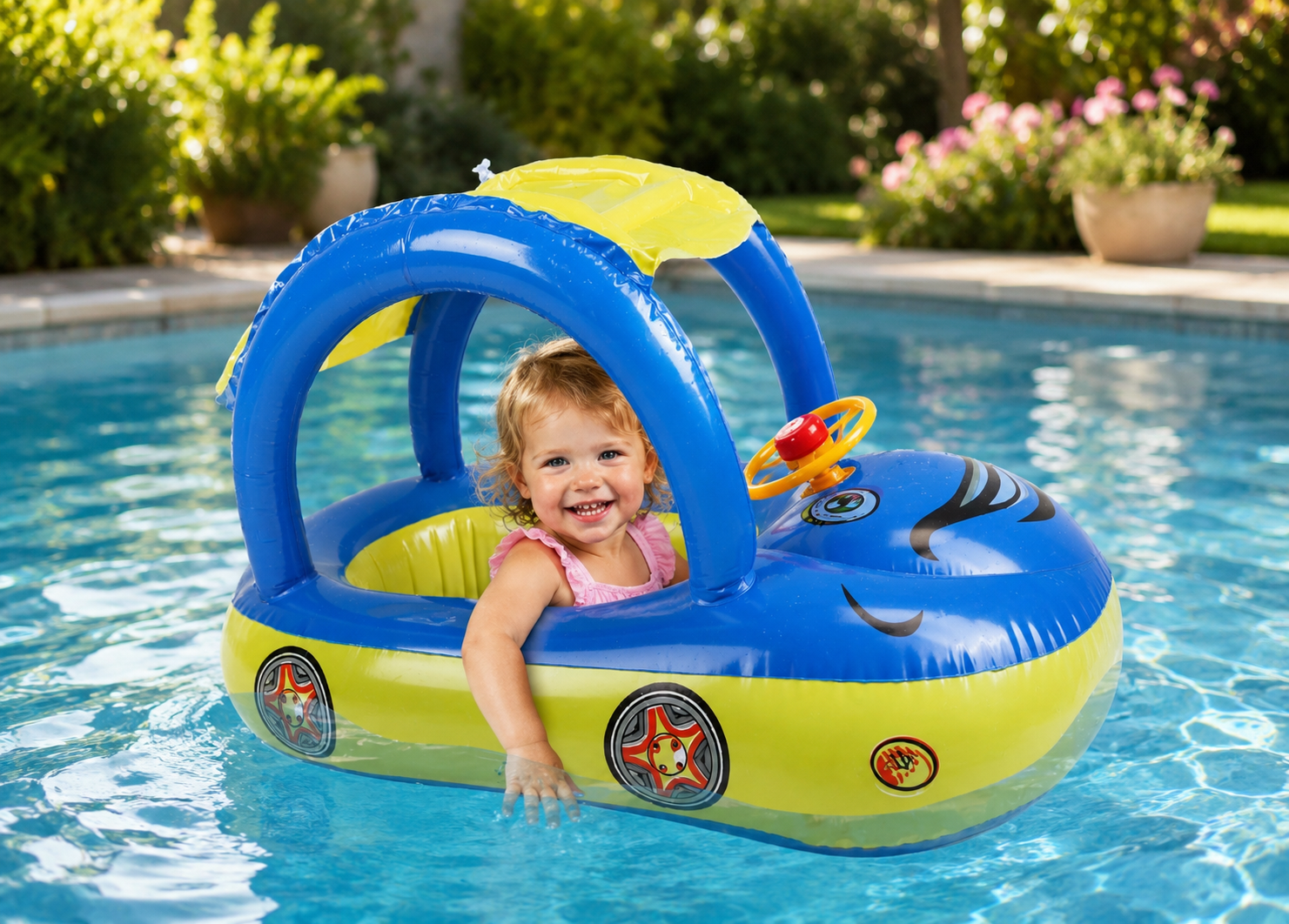 Summer Splash | Inflatable Baby Pool Float with Sun Canopy | Safe & Comfortable for Toddlers