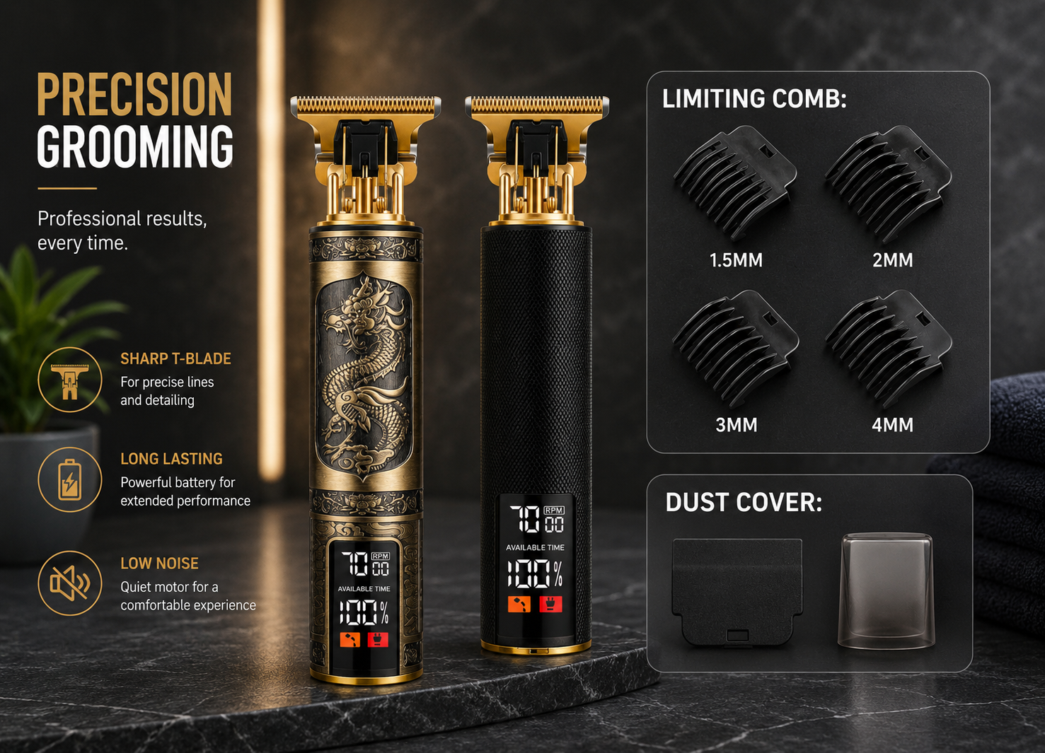 Precision Grooming | Electric Beard Trimmer with T-Shaped Blade | Waterproof Design for Professional Grooming