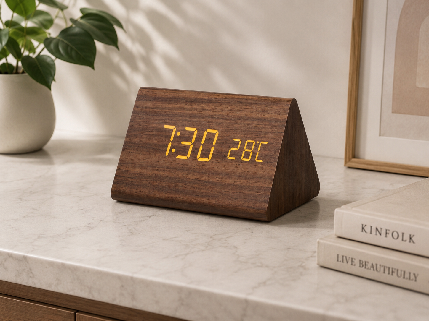 LED Digital Alarm Clock with Voice Control & Temperature Display | Modern Design for Stylish Wake-Ups