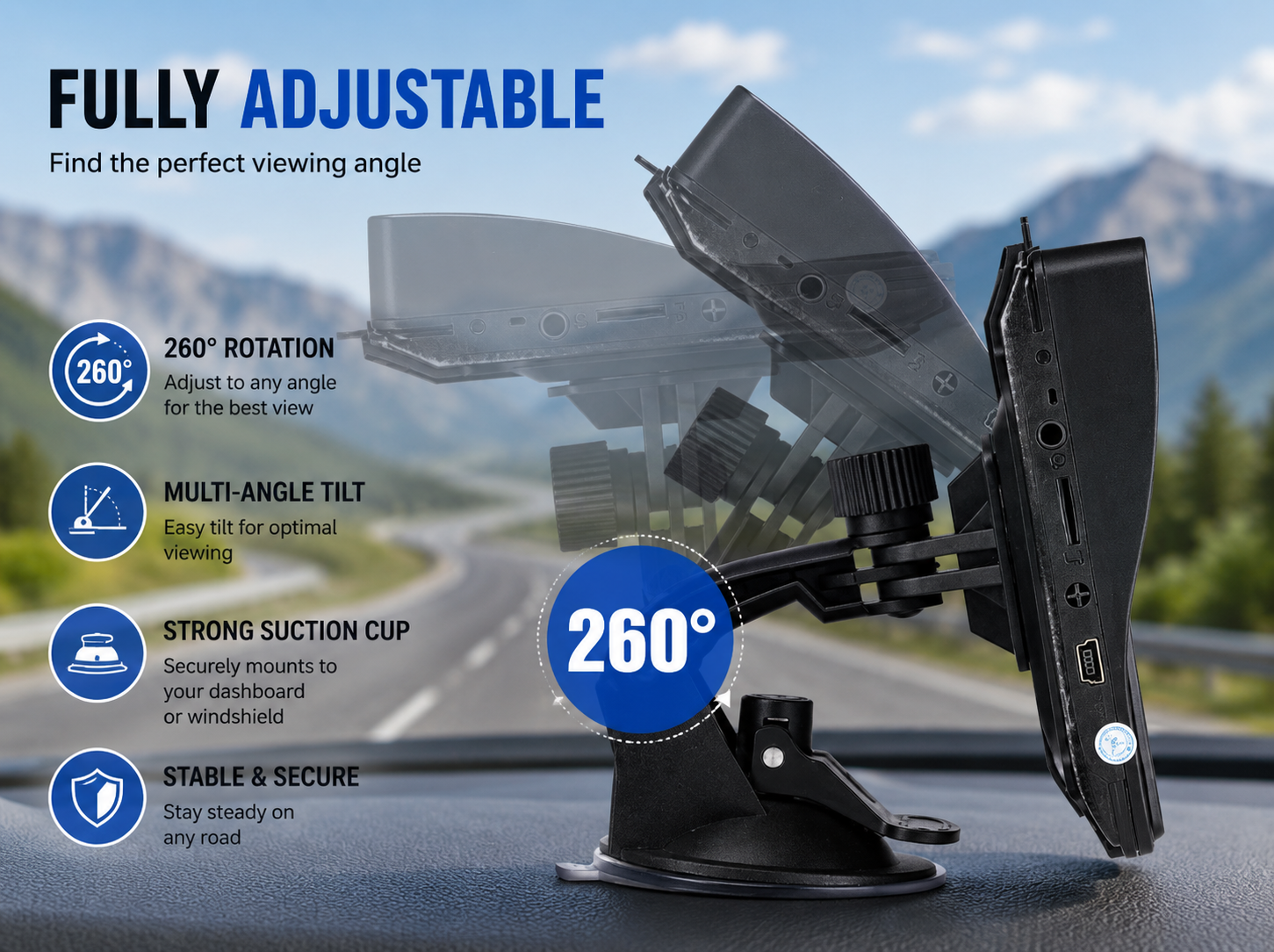 Universal GPS Navigator | 7-Inch Touchscreen with Real-Time Directions | Reliable GPS Navigation for Cars and Trucks