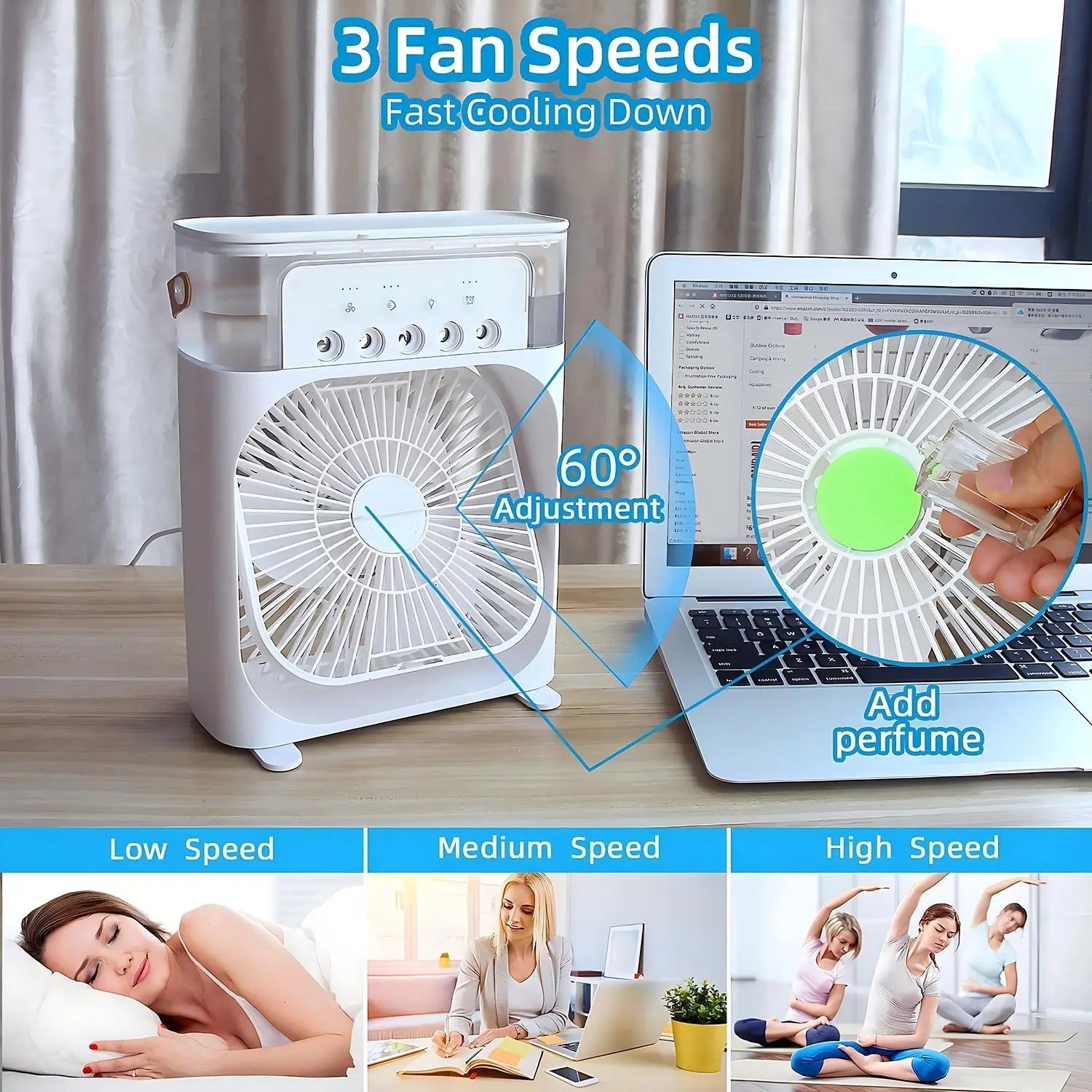 AirCooler Pro | 3-in-1 Fan, Air Conditioner & Humidifier with LED Lighting | Portable Cooling Solution for Home and Office 2