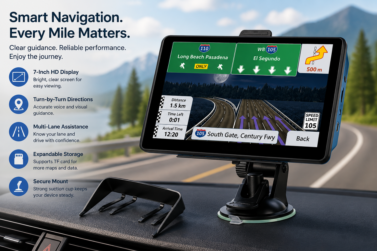 GPS Navigator | 7-Inch Car GPS Navigation System with Real-Time Traffic Updates | Multi-Language Voice Guidance for Efficient Travel