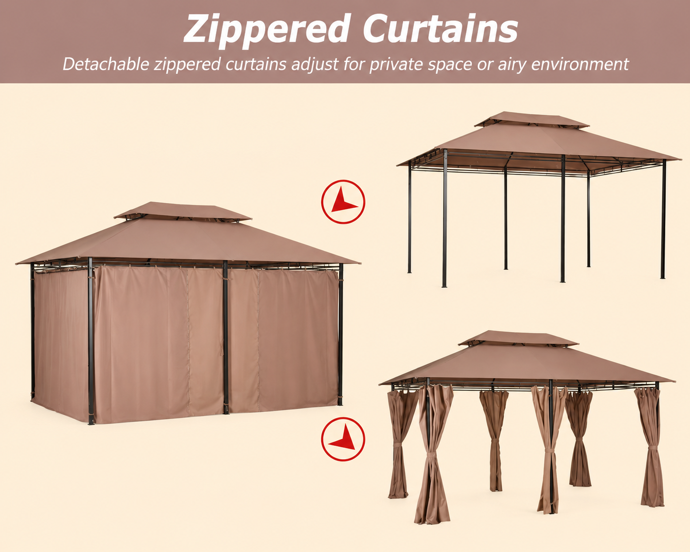 Outdoor Canopy Gazebo | 10'x13' Vented Steel Frame with Double-Tier Roof | Perfect Shade for BBQs and Parties
