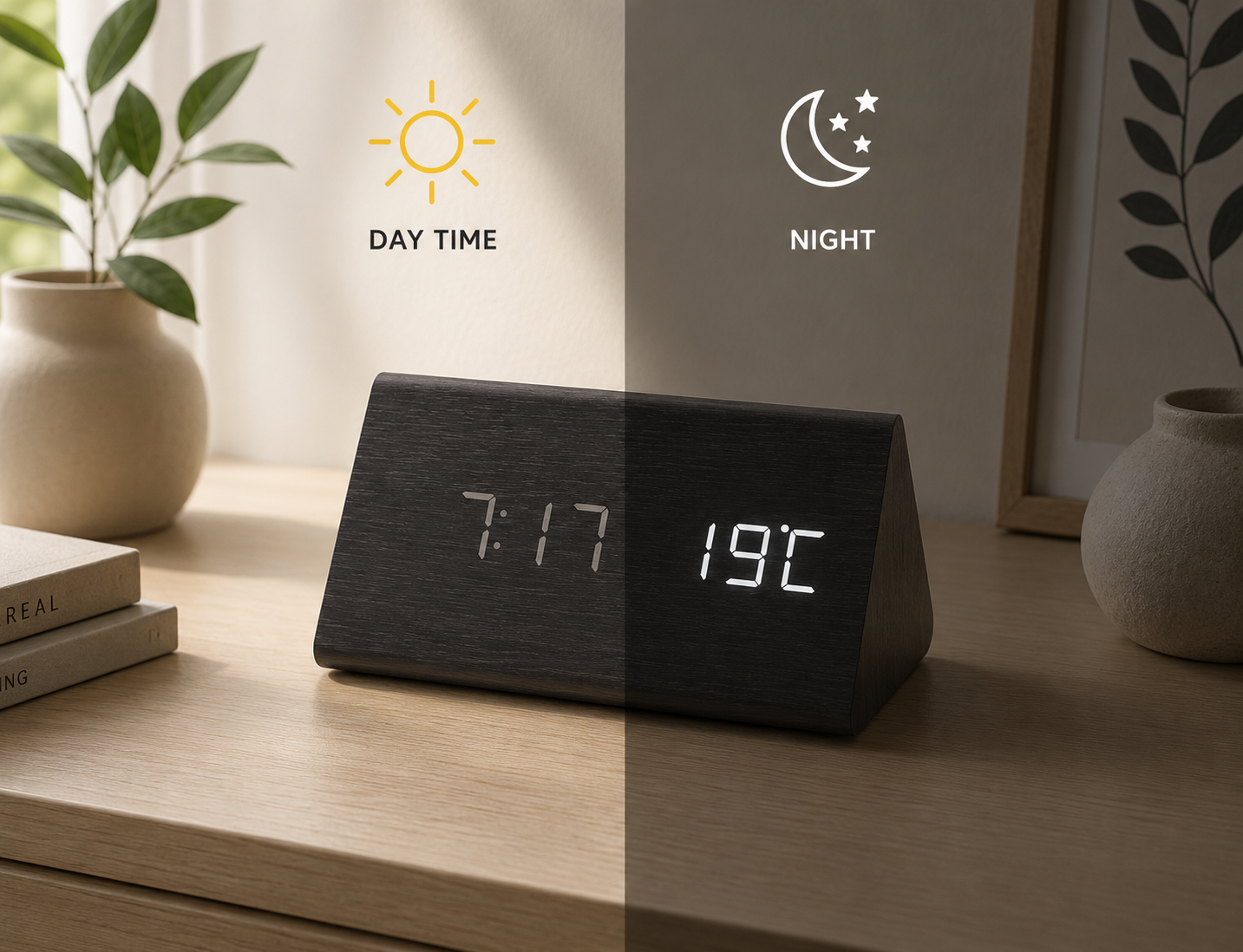 LED Digital Alarm Clock with Voice Control & Temperature Display | Modern Design for Stylish Wake-Ups