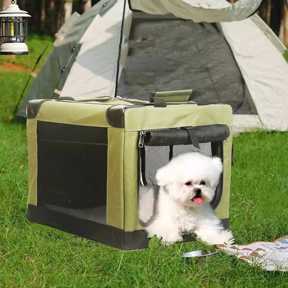 Cozy Retreat | Portable Folding Dog Crate with Breathable Mesh | Lightweight Design for Travel and Comfort