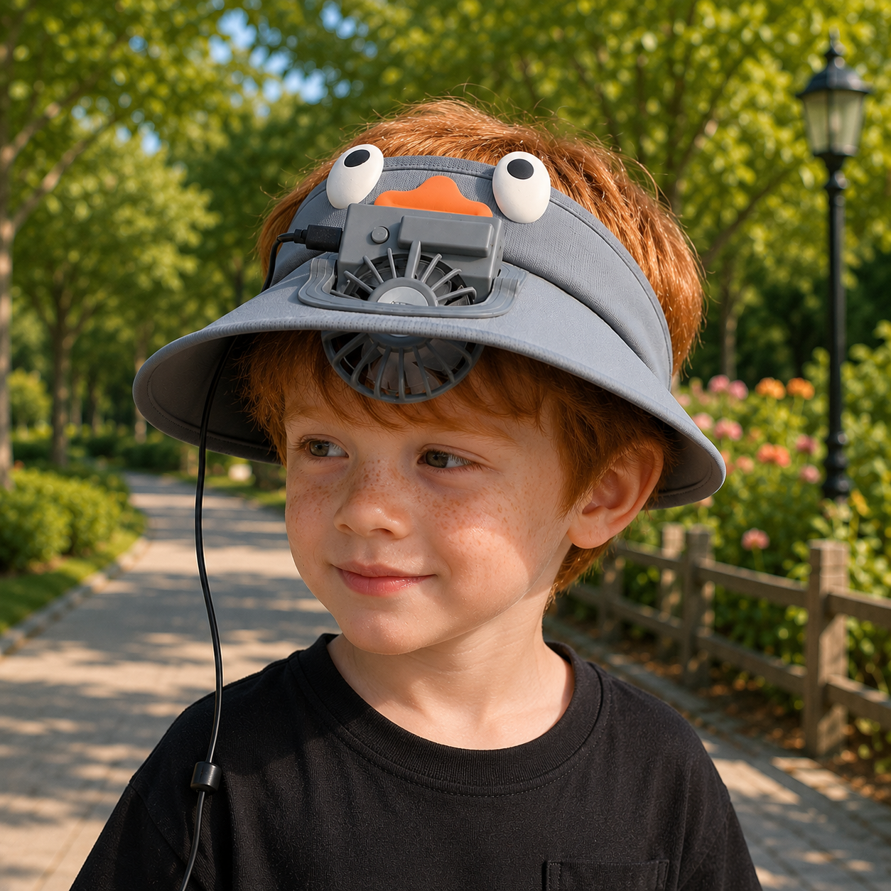 Cool Kids | Sun Visor Hat with Built-In Fan & Adjustable Fit | UV Protection for Outdoor Fun