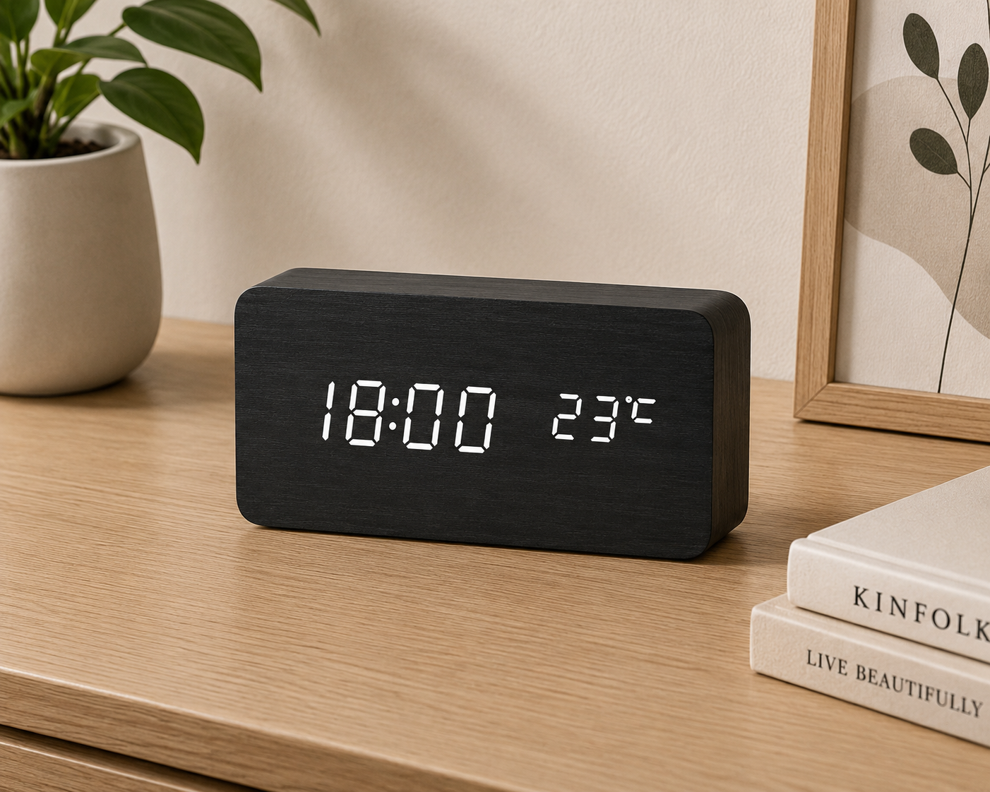 LED Digital Alarm Clock with Voice Control & Temperature Display | Modern Design for Stylish Wake-Ups
