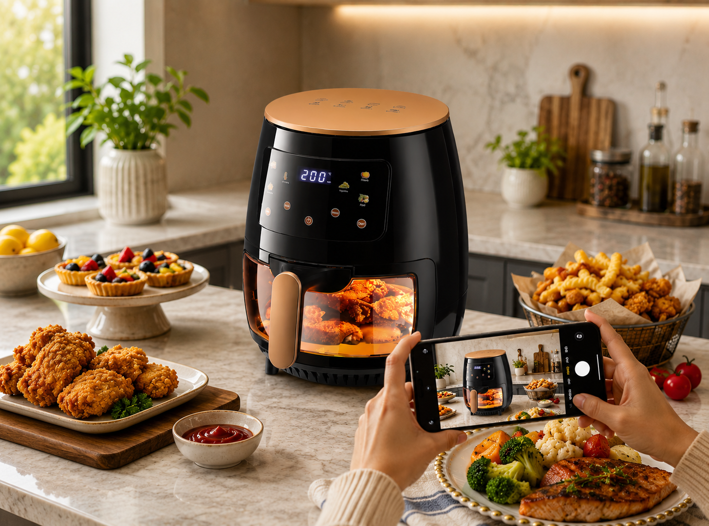 Versatile Kitchen | Digital Air Fryer with Touch Screen & 6L Capacity | Stainless Steel Design for Healthier Cooking