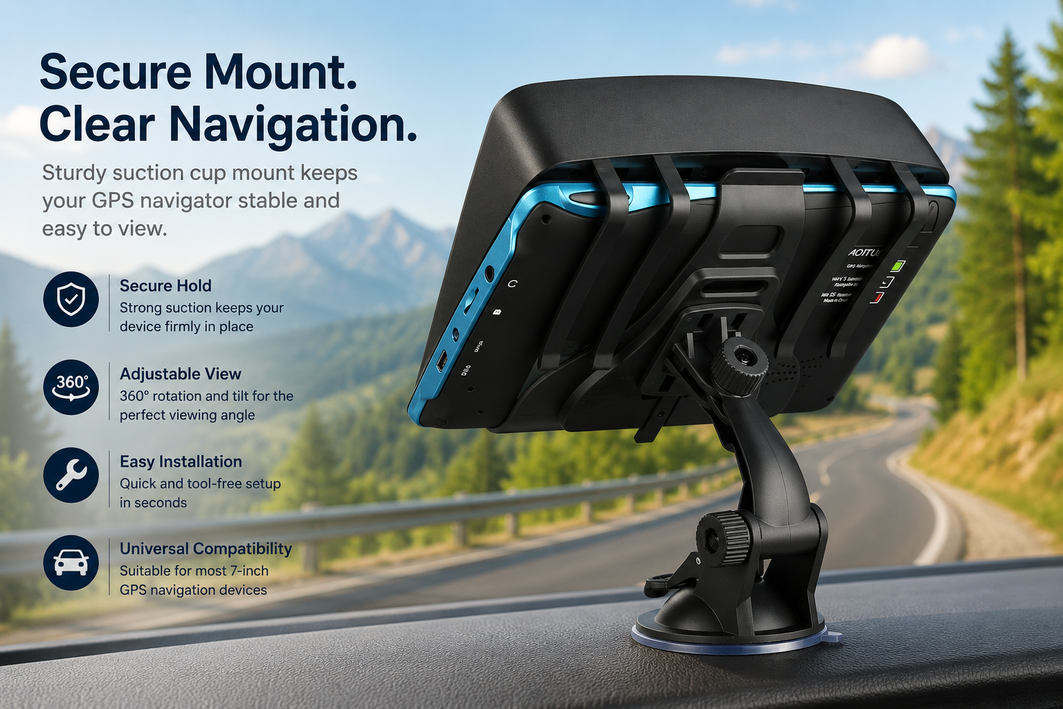 Universal GPS Navigator | 7-Inch Touchscreen with Real-Time Directions | Reliable GPS Navigation for Cars and Trucks