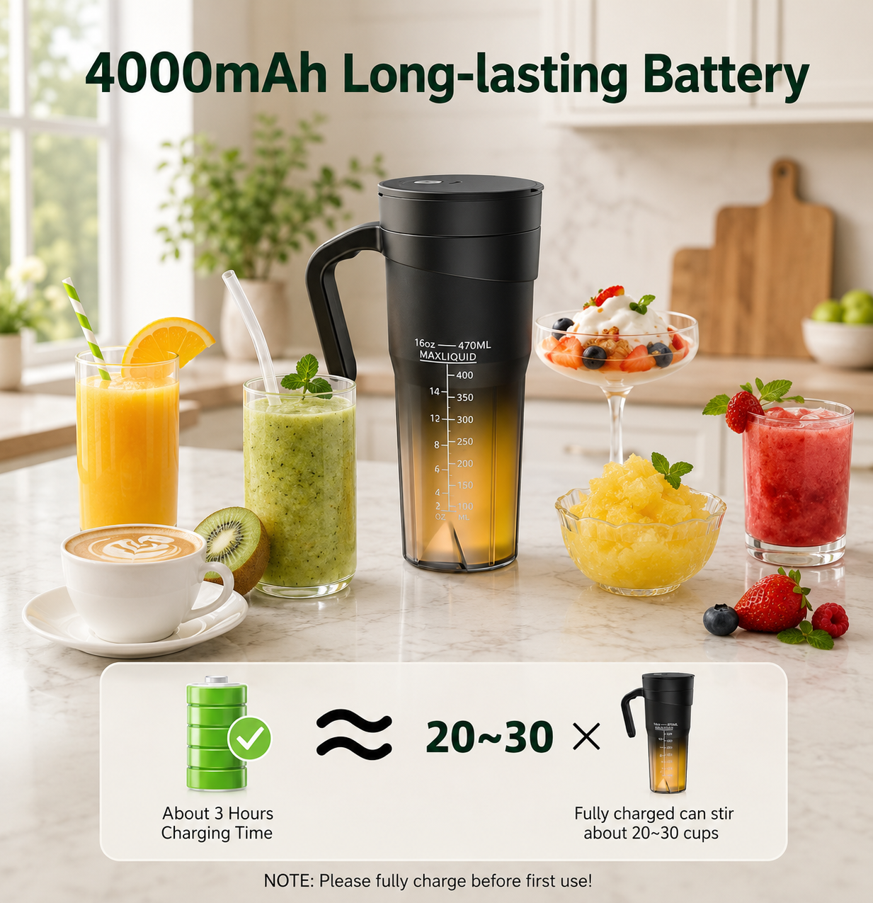 Portable Blender | Smoothie Maker with Self-Cleaning Function | Lightweight Design for On-the-Go Nutrition