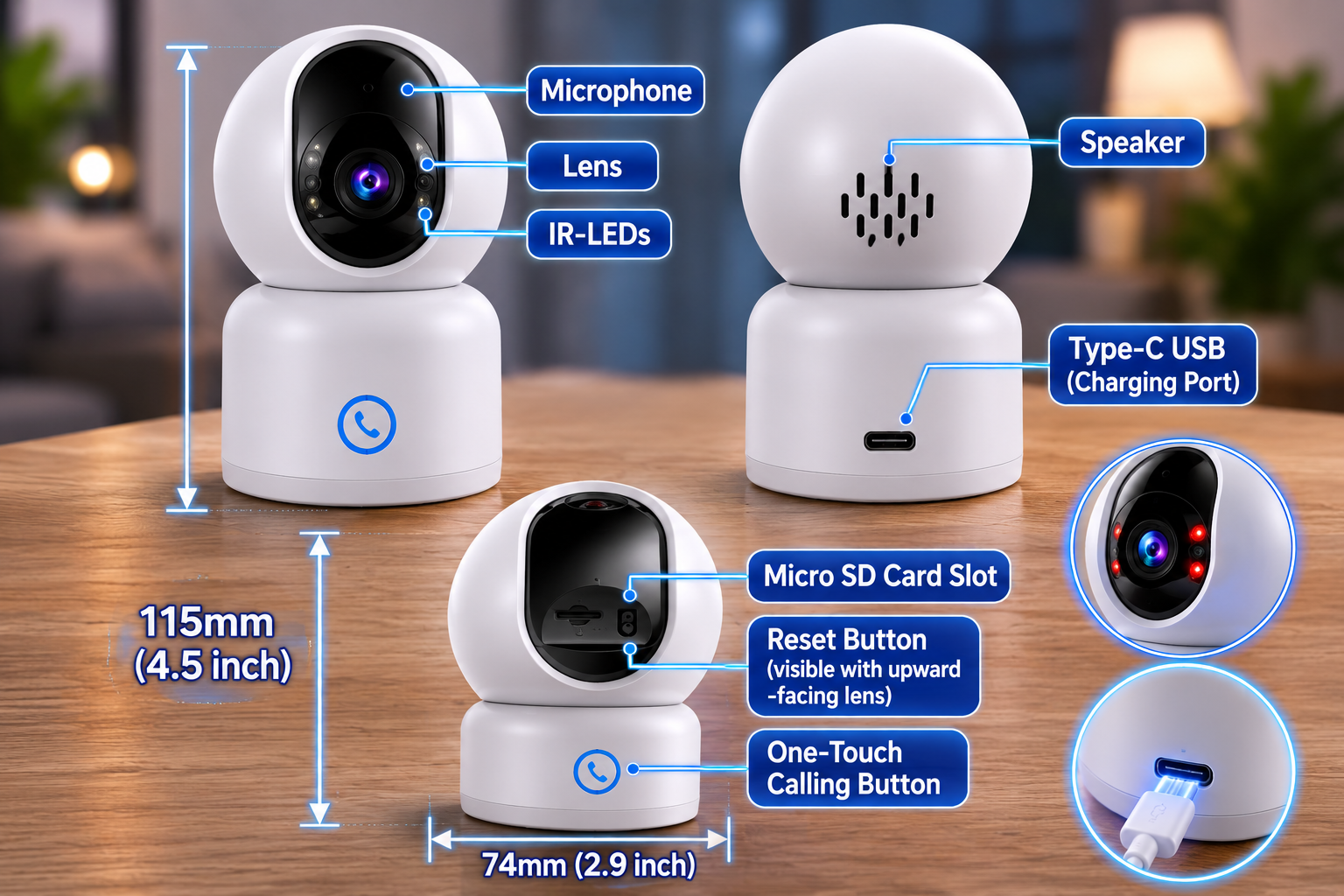 Home Security Camera | 360° Indoor PTZ Camera with AI Auto Tracking | Reliable Monitoring for Your Baby