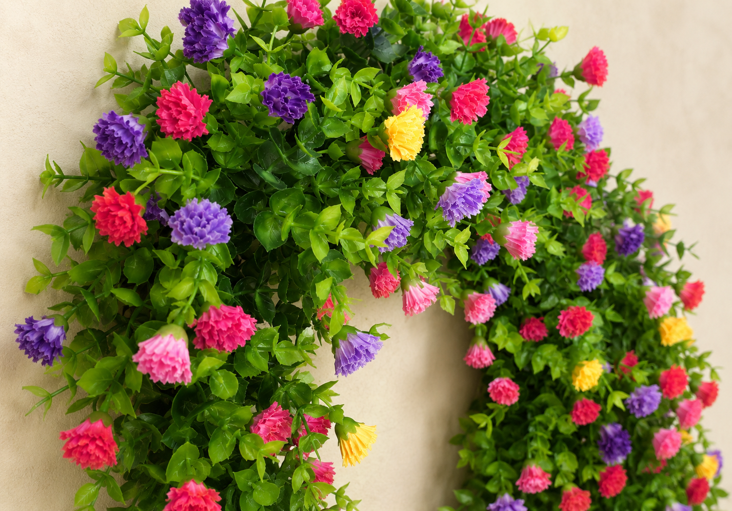 Vibrant Floral Wreath | Spring Summer Faux Flower Arrangement for Home Decor