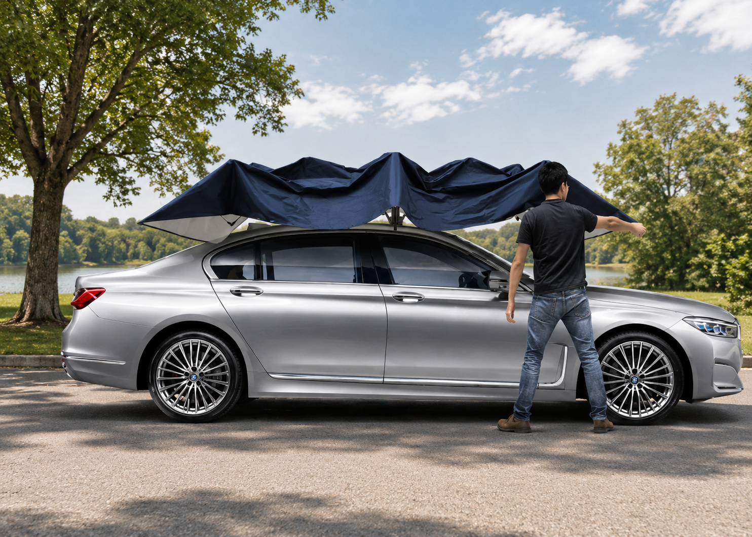 Portable Car Roof Sunshade Canopy with Remote Control & UV Protection