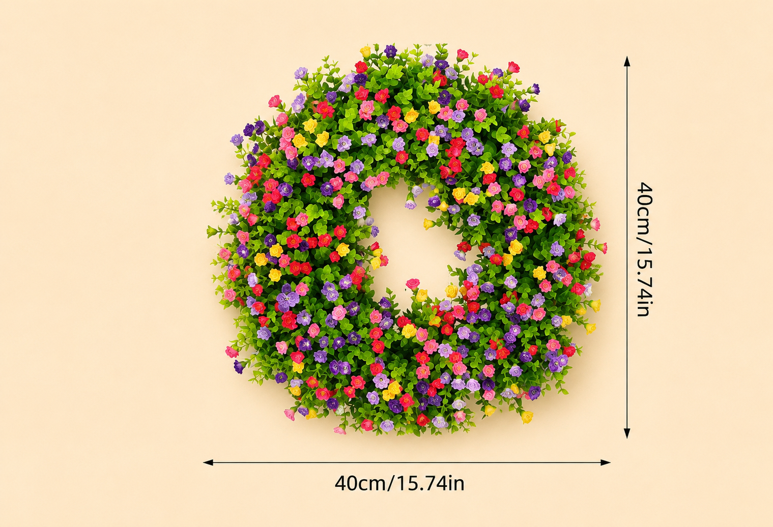 Vibrant Floral Wreath | Spring Summer Faux Flower Arrangement for Home Decor