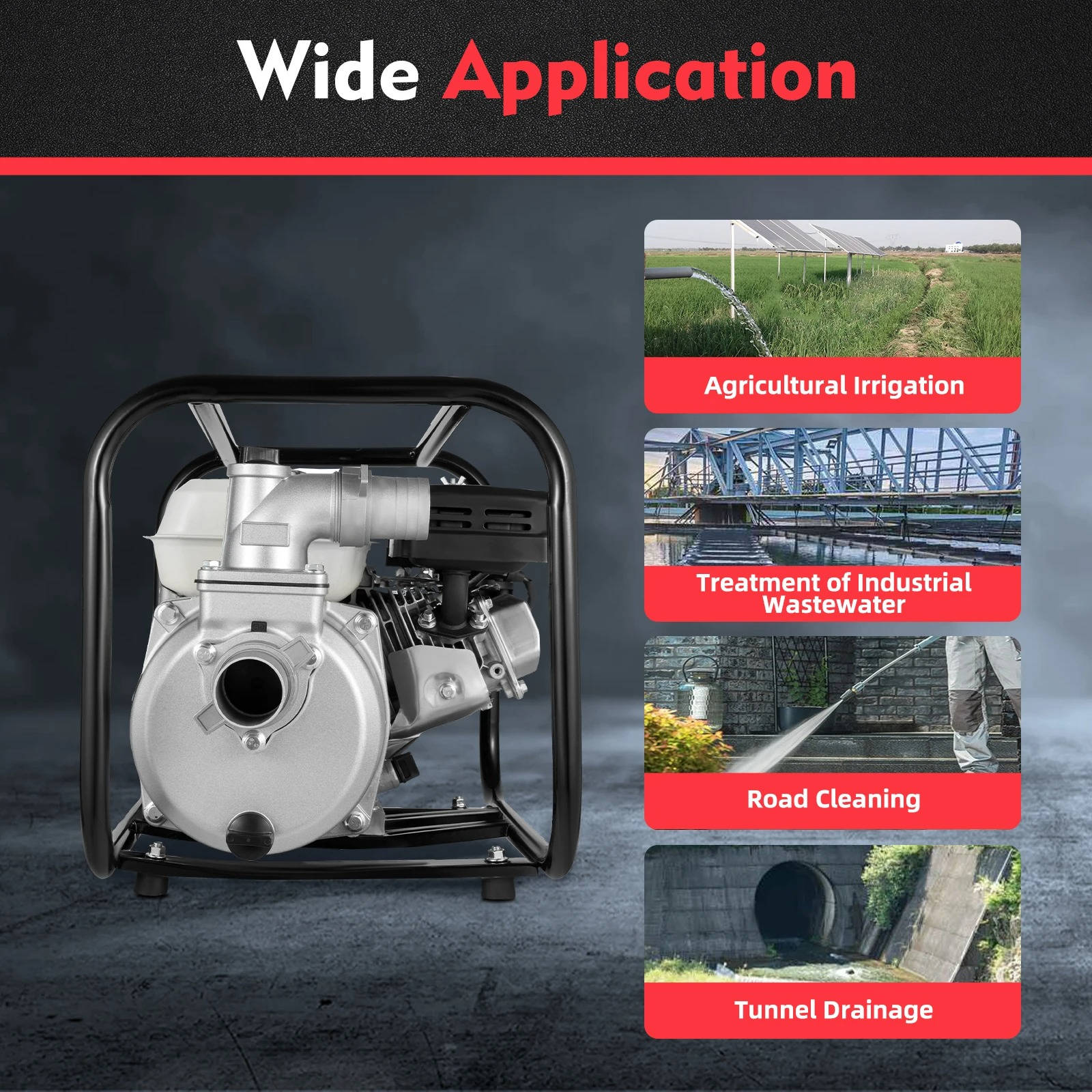 High Flow Gas Water Pump | 6.5HP 4-Stroke Engine with 92 Ft Lift | Efficient Irrigation and Drainage Solution 5