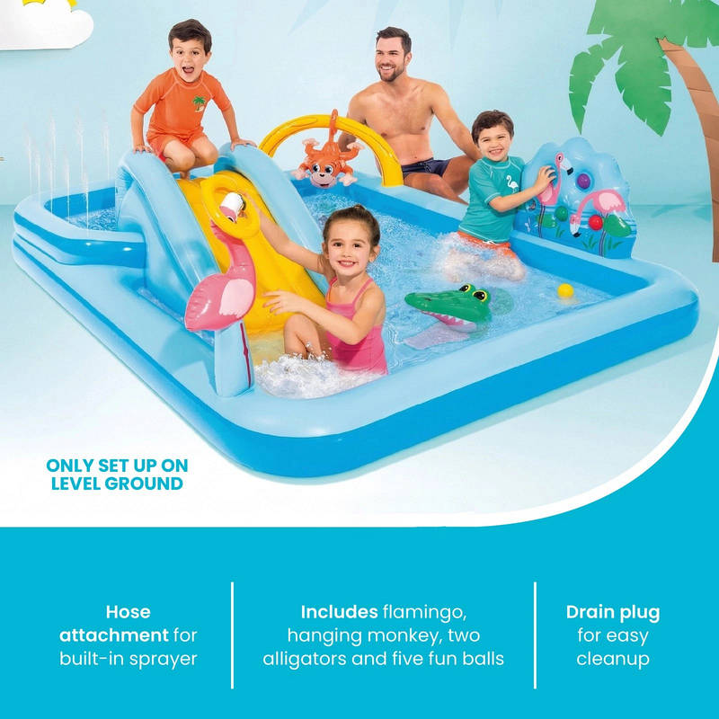 Jungle Adventure | Inflatable Kiddie Pool with Sprayer & Slide | Fun Water Play Center for Kids 2