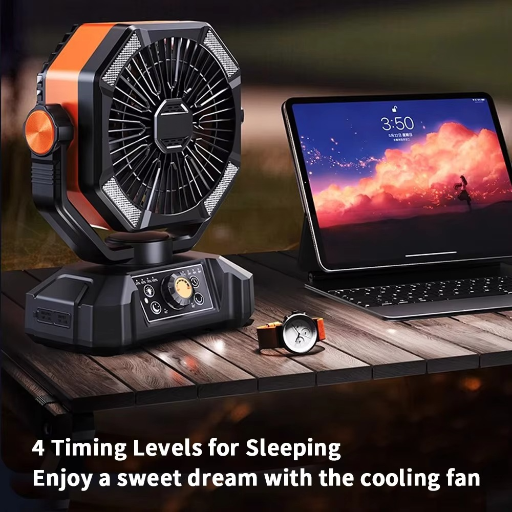 Outdoor Comfort | Portable Camping Cooling Fan with Dual Turbo Power | Versatile Airflow for Ultimate Relaxation